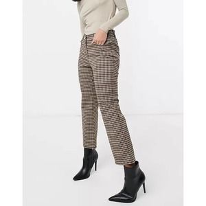 NWT Derek Lam 10 Crosby Gingham Flare Crop Jeans Trouser in Rust 12